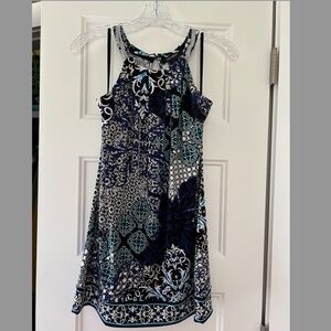 Holiday Dress Tunic White House Black Market embellished "Silver" Chain Neckline